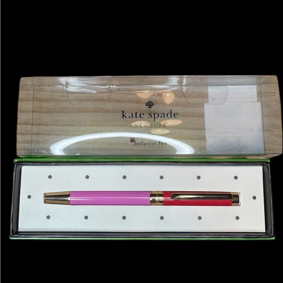 Kate Spade New York Red & Pink Colorblock Ballpoint Pen. New